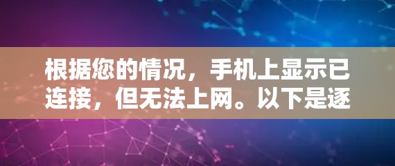 根据您的情况，手机上显示已连接，但无法上网。以下是逐步的解决方案